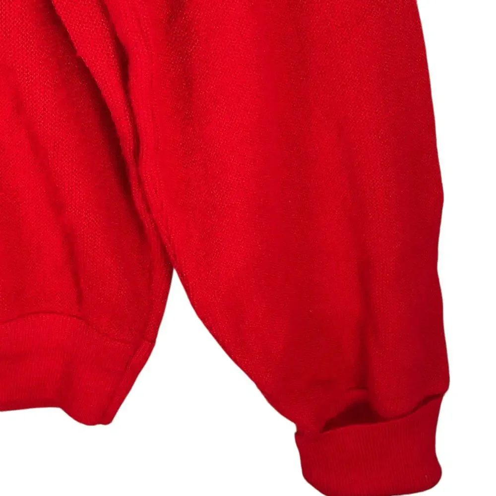 Vintage Izod Lacoste Sweater Mens Large Grandpa Christmas Red Vneck USA *READ*